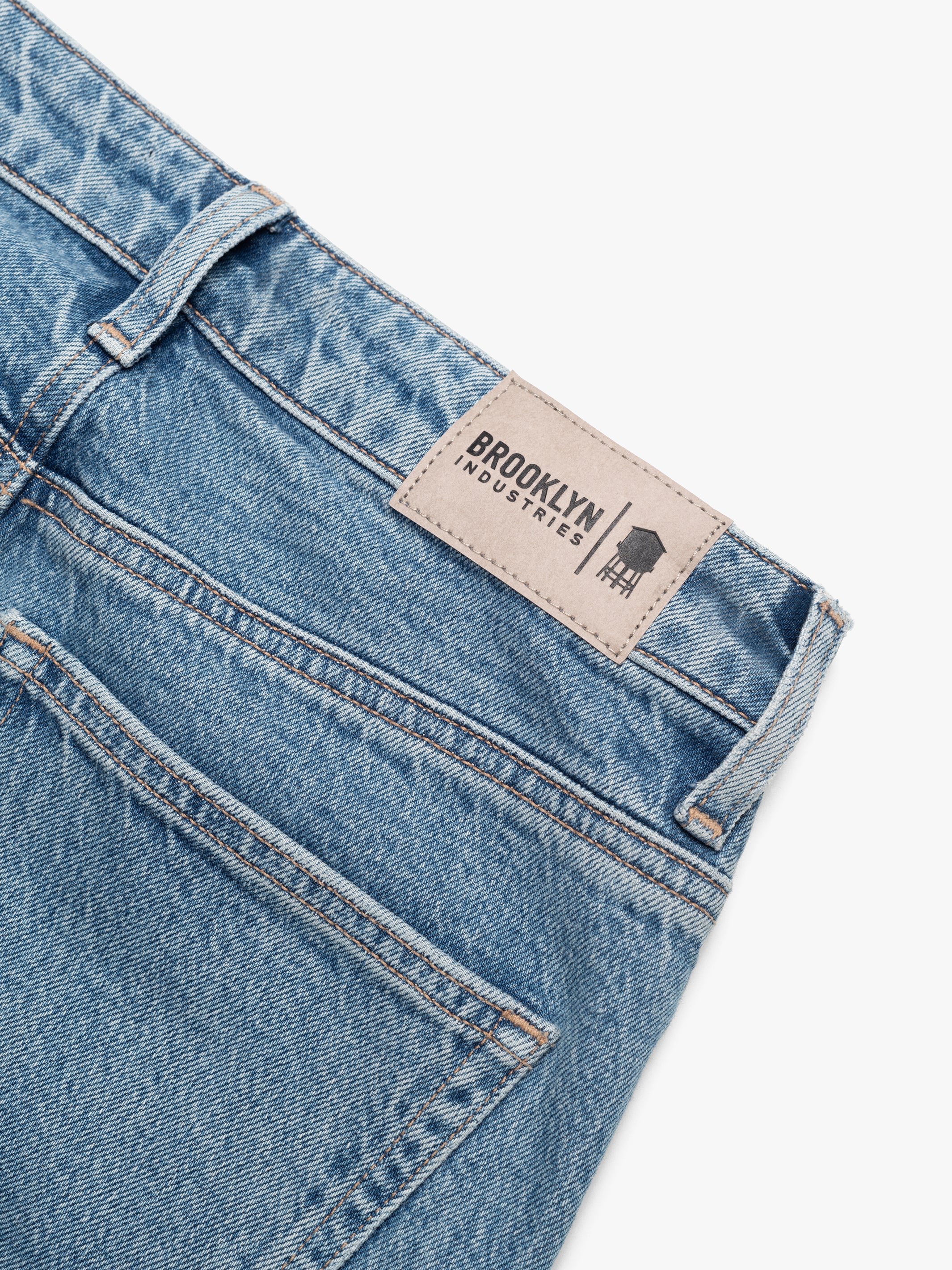 Women's Meadow High Rise Straight Leg Pants In Mid Blue Denim - BROOKLYN INDUSTRIES