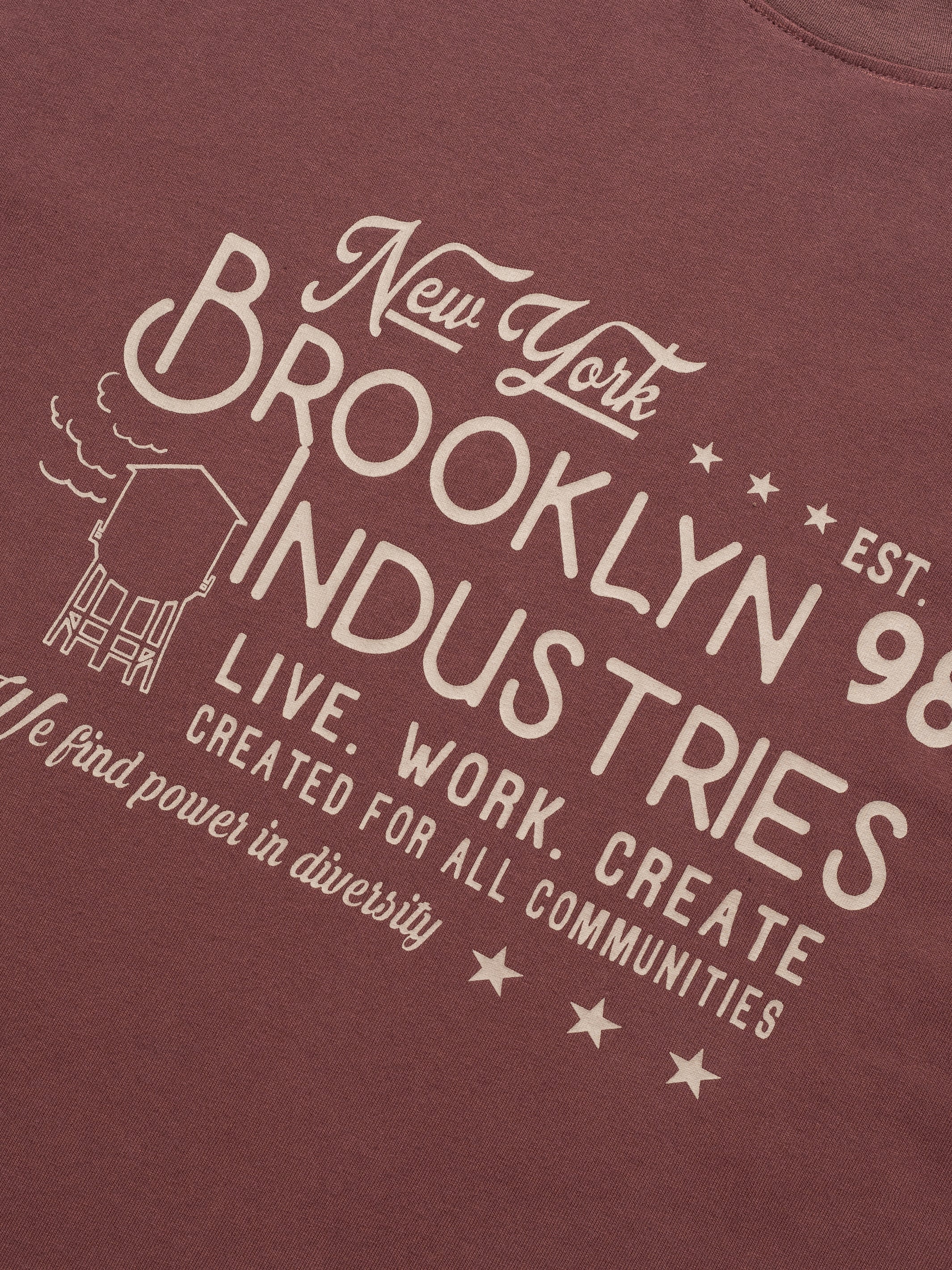 Men's BKI 1998 T-Shirt In Red Mahogany - BROOKLYN INDUSTRIES