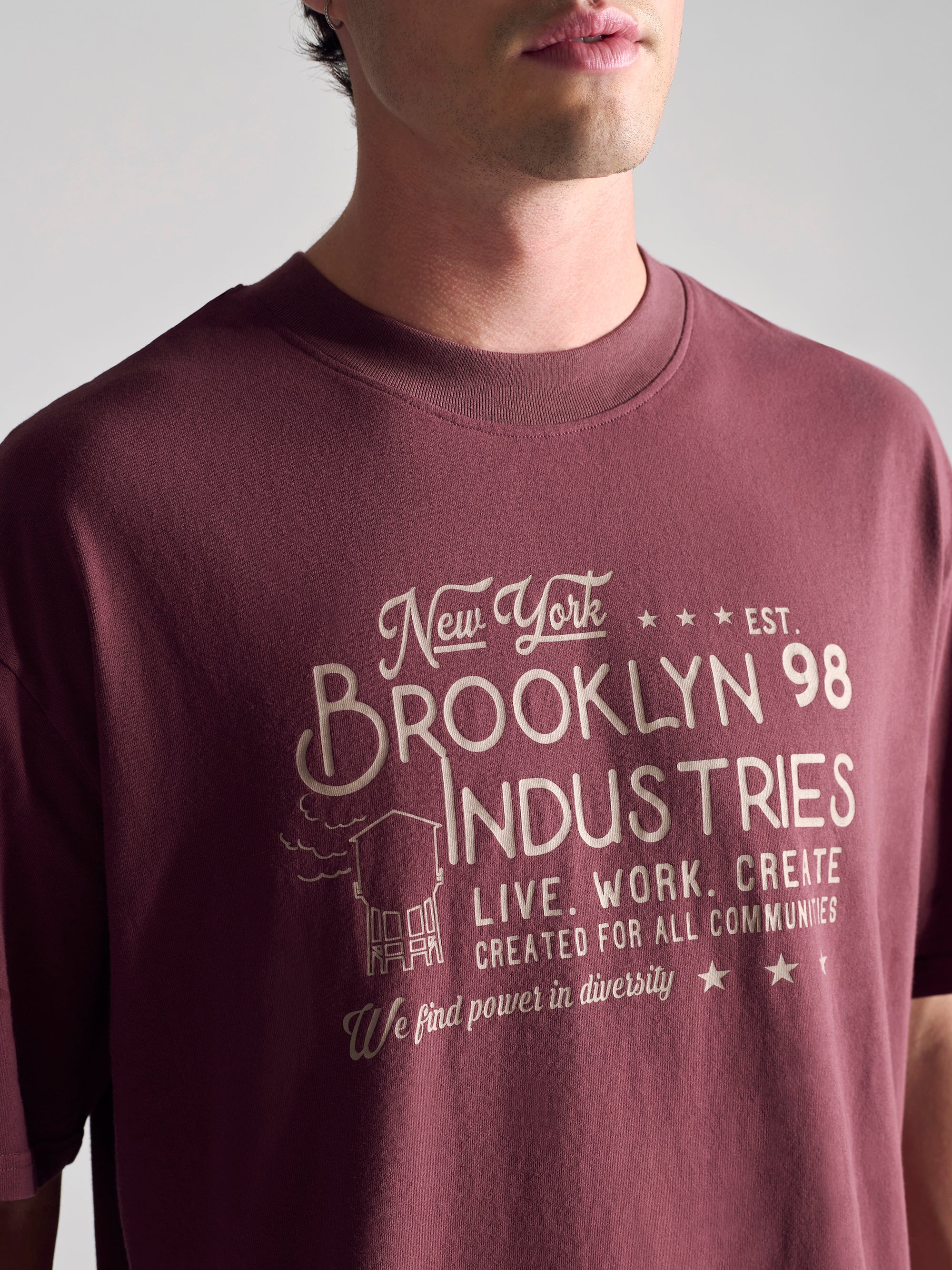 Men's BKI 1998 T-Shirt In Red Mahogany - BROOKLYN INDUSTRIES