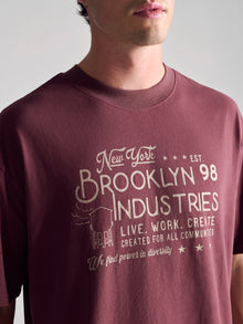 Men's BKI 1998 T-Shirt In Red Mahogany - BROOKLYN INDUSTRIES