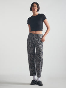 Women's Ribbed Cropped T-Shirt in Black