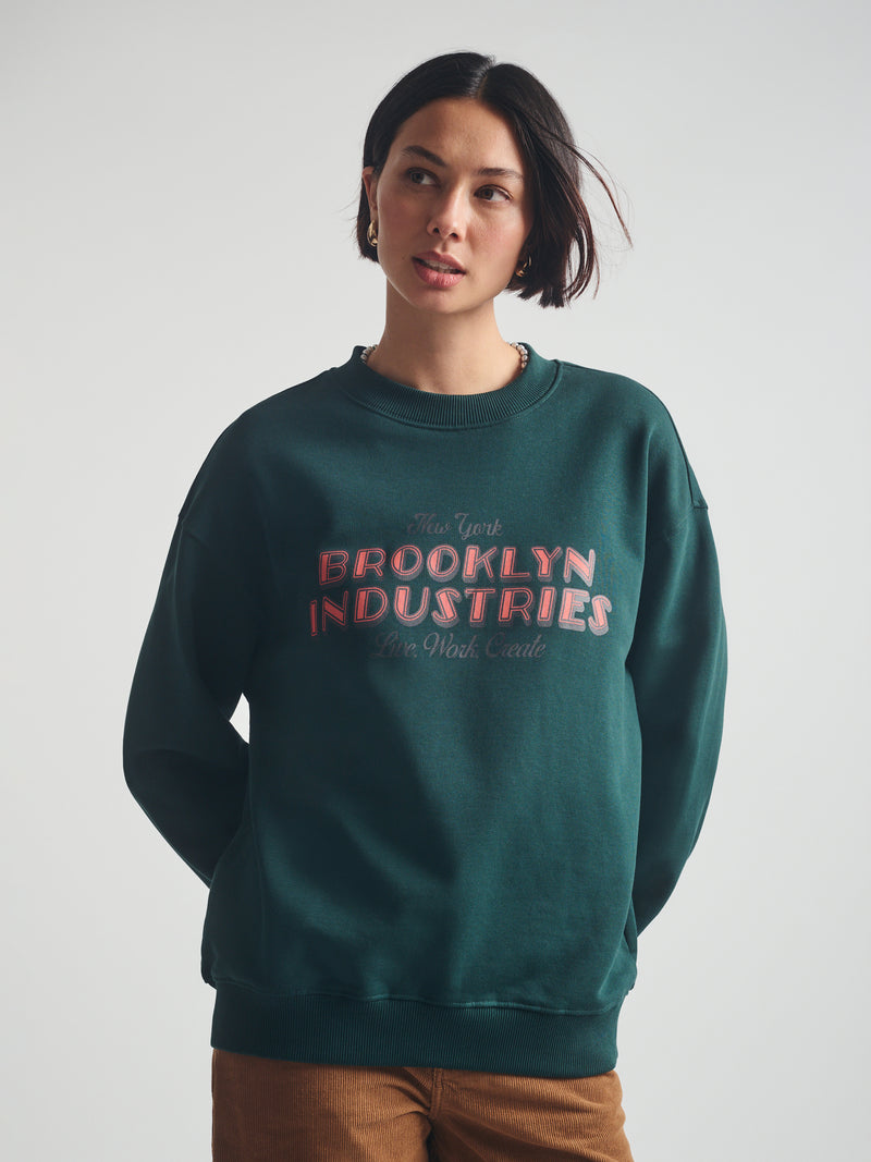 Women's Brooklyn Live Work Create Sweatshirt in Ponderosa Pine - BROOKLYN INDUSTRIES