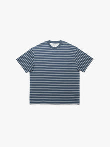 Men's Crew Neck Stripe T-Shirt In Dark Denim - BROOKLYN INDUSTRIES