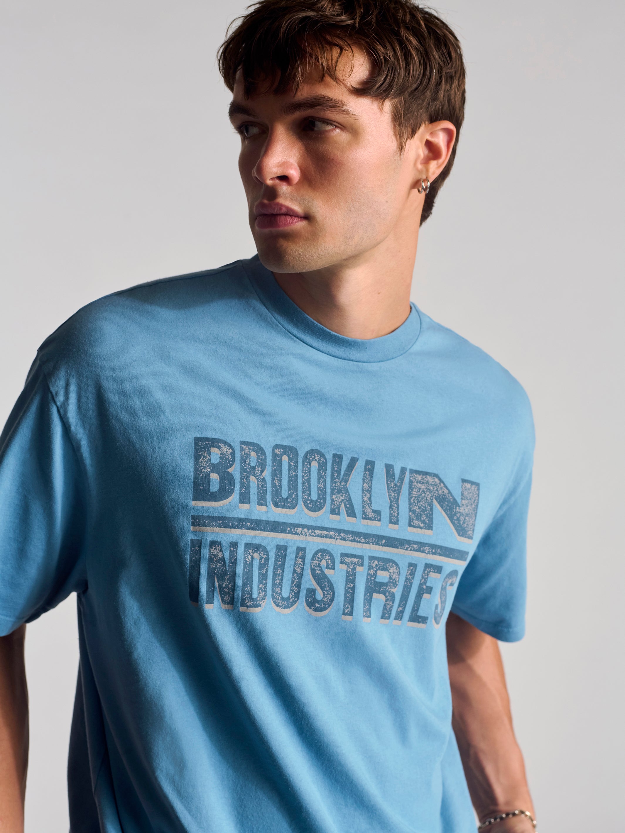 Men's Brooklyn Vintage T-Shirt In Blue Shadow - BROOKLYN INDUSTRIES