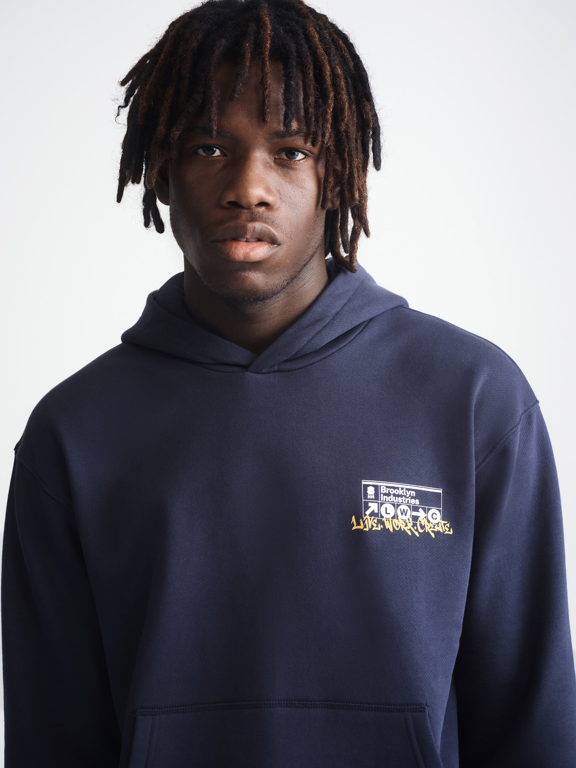 Men's Brooklyn Subway Hoodie in Blueberry - BROOKLYN INDUSTRIES