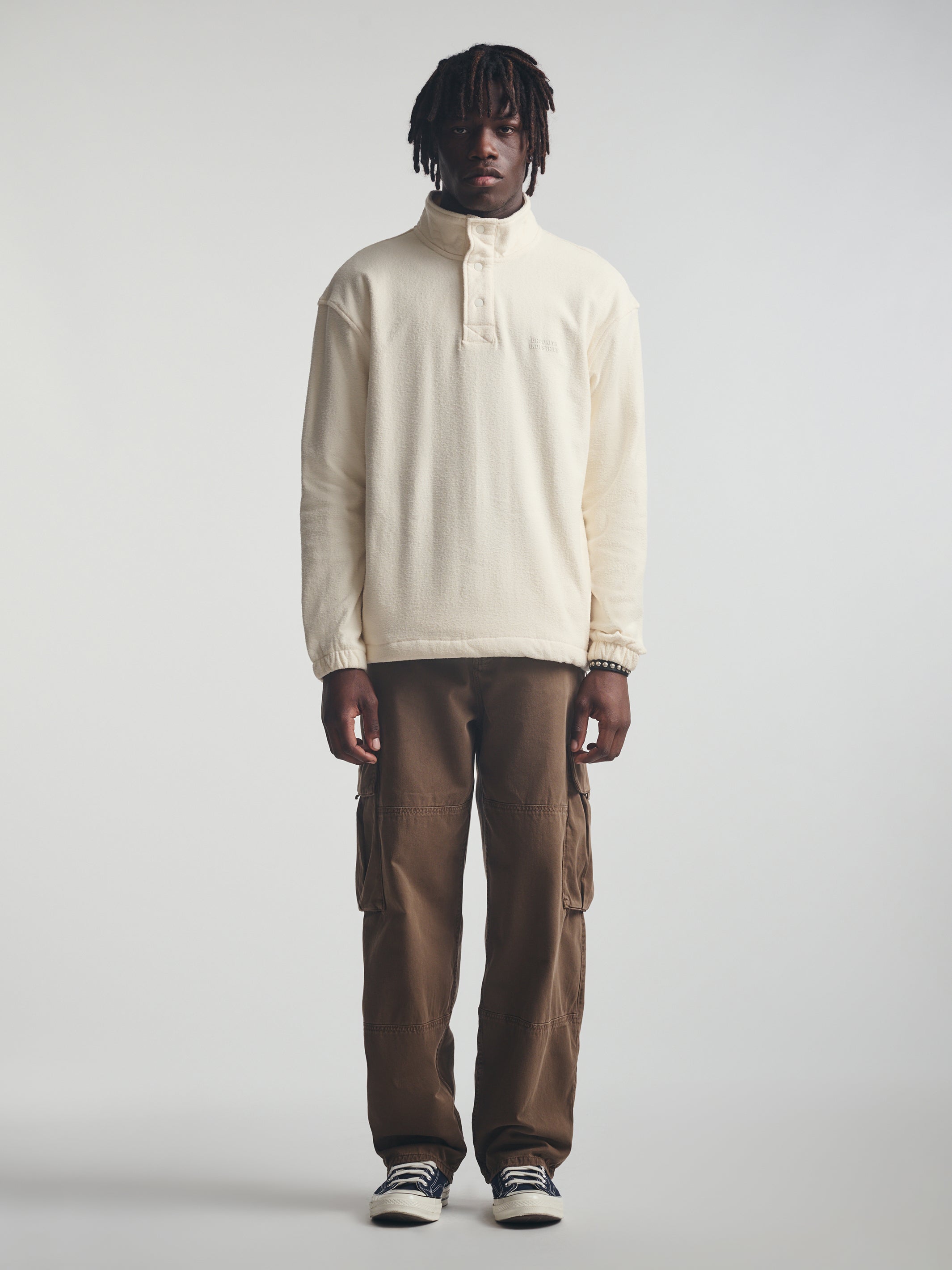 Men's Brooklyn Half Buttoned Sweatshirt in Turtledove - BROOKLYN INDUSTRIES
