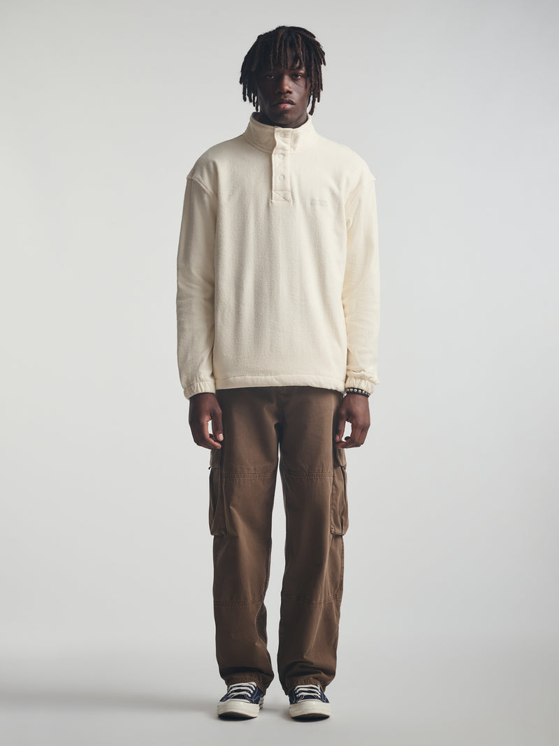 Men's Brooklyn Half Buttoned Sweatshirt in Turtledove - BROOKLYN INDUSTRIES