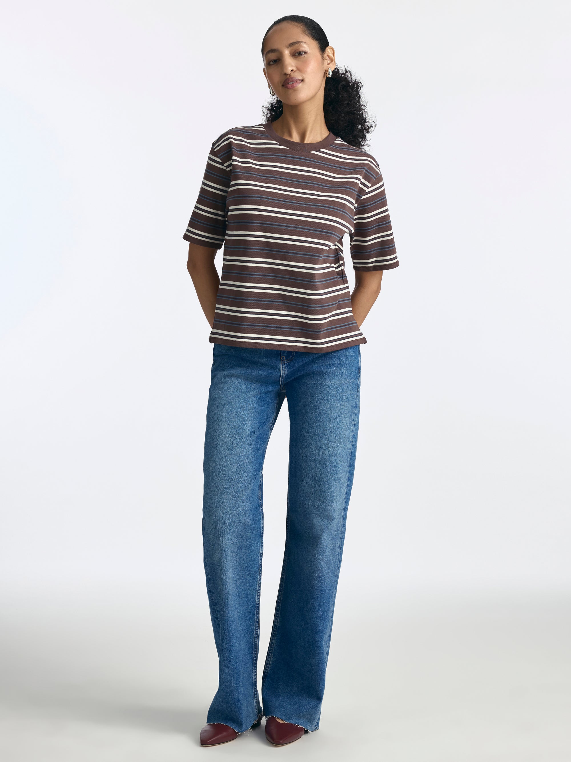 Women's Striped T-Shirt in Chocolate Martini Stripe - BROOKLYN INDUSTRIES