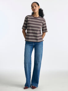 Women's Striped T-Shirt in Chocolate Martini Stripe - BROOKLYN INDUSTRIES