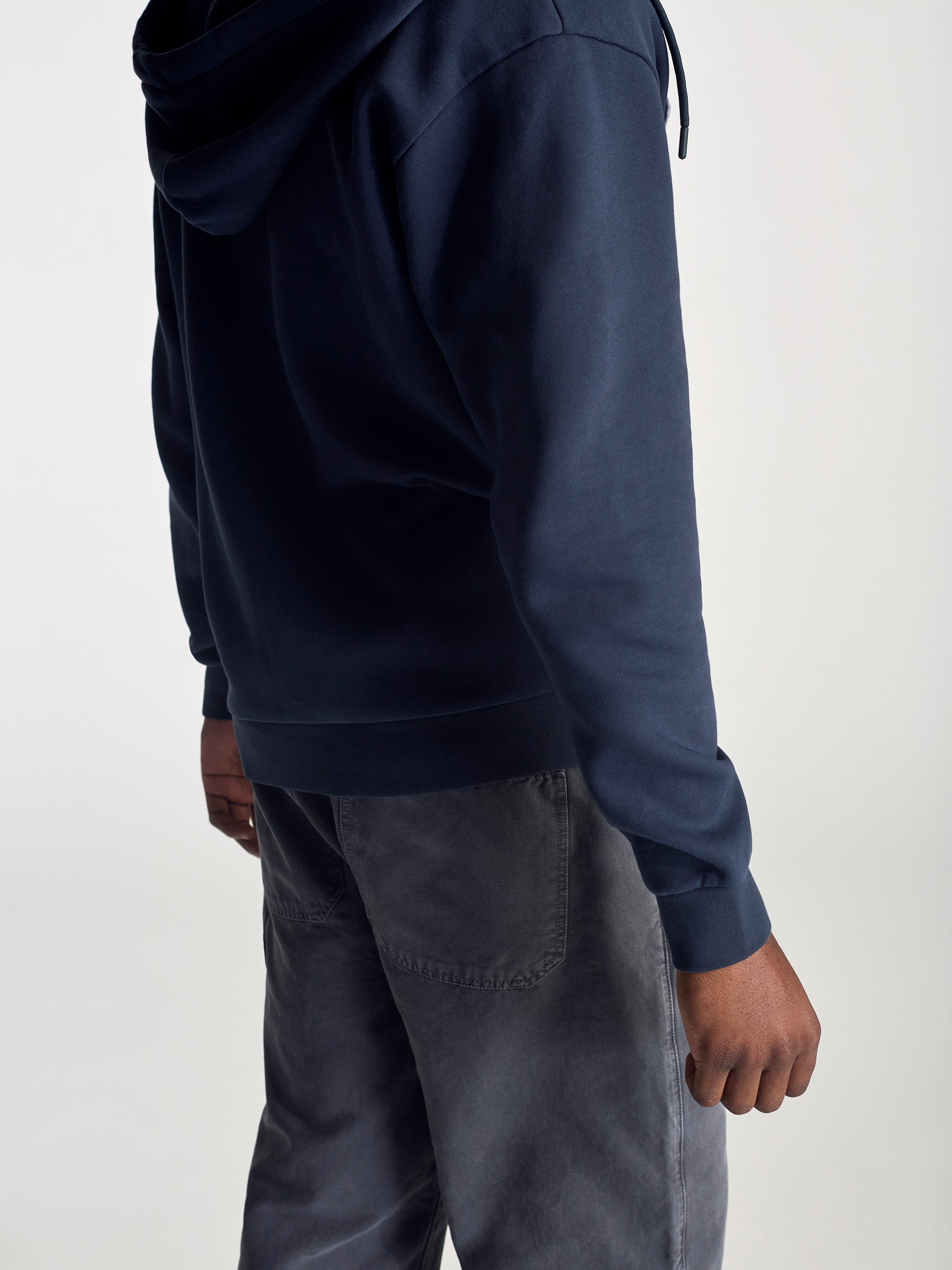 Men's Logo Zip Up Sweatshirt In Navy - BROOKLYN INDUSTRIES