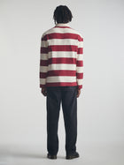 Men's Brooklyn Long Sleeve Striped Rugby T-Shirt in Biking Red Striped - BROOKLYN INDUSTRIES