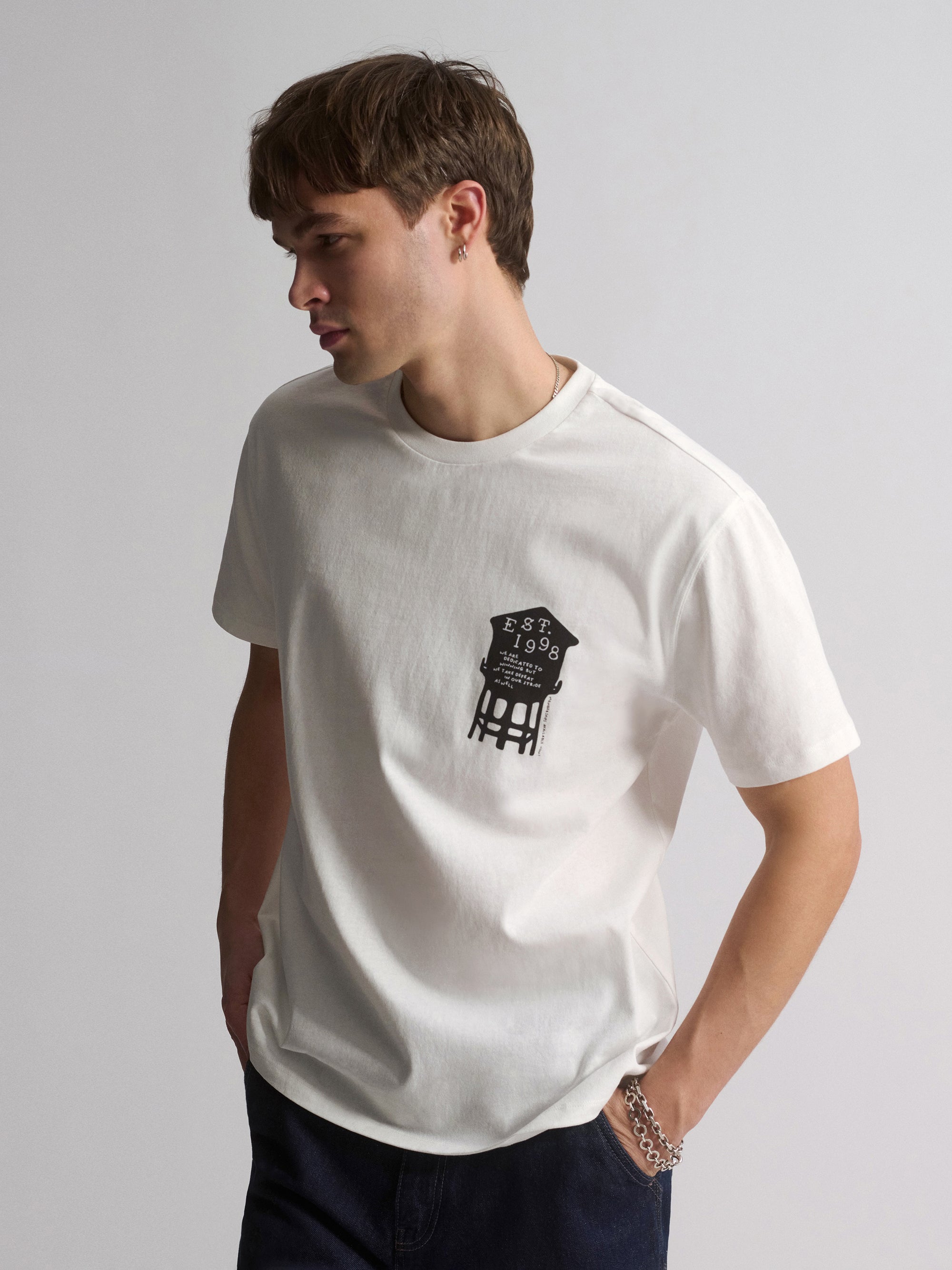 Men's Brooklyn Water Tower T-Shirt In Antique White - BROOKLYN INDUSTRIES