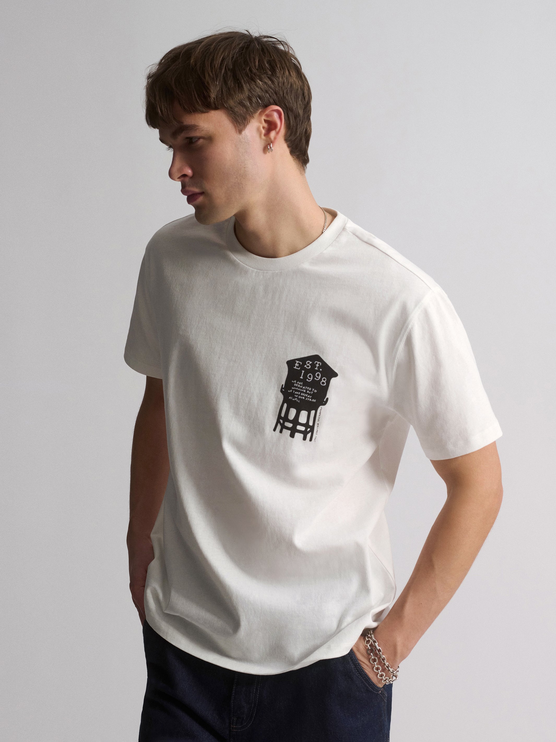 Men's Brooklyn Water Tower T-Shirt In Antique White - BROOKLYN INDUSTRIES
