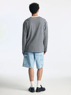 Men's Logo Long Sleeve Striped T-Shirt in Navy Stripe - BROOKLYN INDUSTRIES