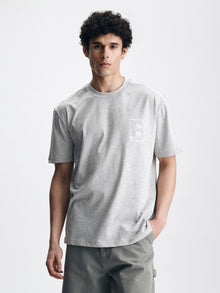 Men's Brooklyn Varsity T-Shirt in Light Grey Melange - BROOKLYN INDUSTRIES