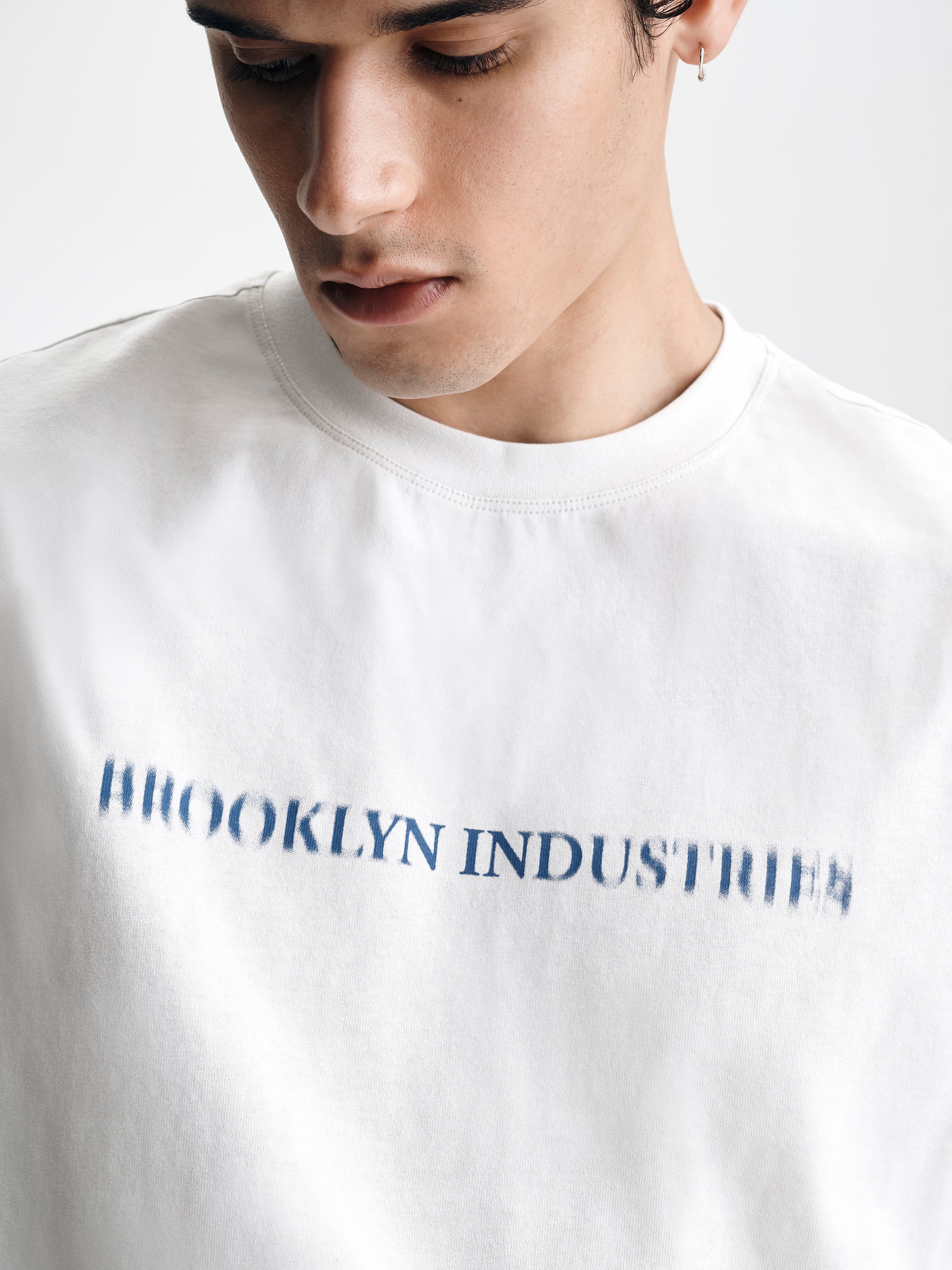 Men's Live Work Create T-Shirt in White Onyx - BROOKLYN INDUSTRIES