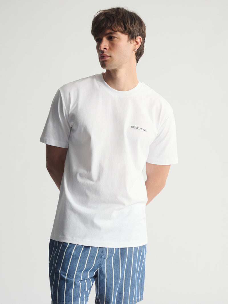 Men's Brooklyn Logo Cotton T-Shirt In White - BROOKLYN INDUSTRIES