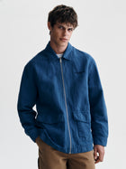 Men's Linen Utility Overshirt in Navy Peony - BROOKLYN INDUSTRIES