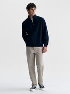 Men's Pique Half Zip Sweatshirt in Black Iris - BROOKLYN INDUSTRIES