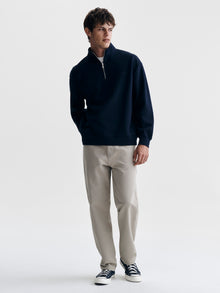 Men's Pique Half Zip Sweatshirt in Black Iris - BROOKLYN INDUSTRIES