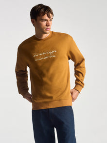 Men's Embroidered Crew Neck Sweatshirt In Spice - BROOKLYN INDUSTRIES