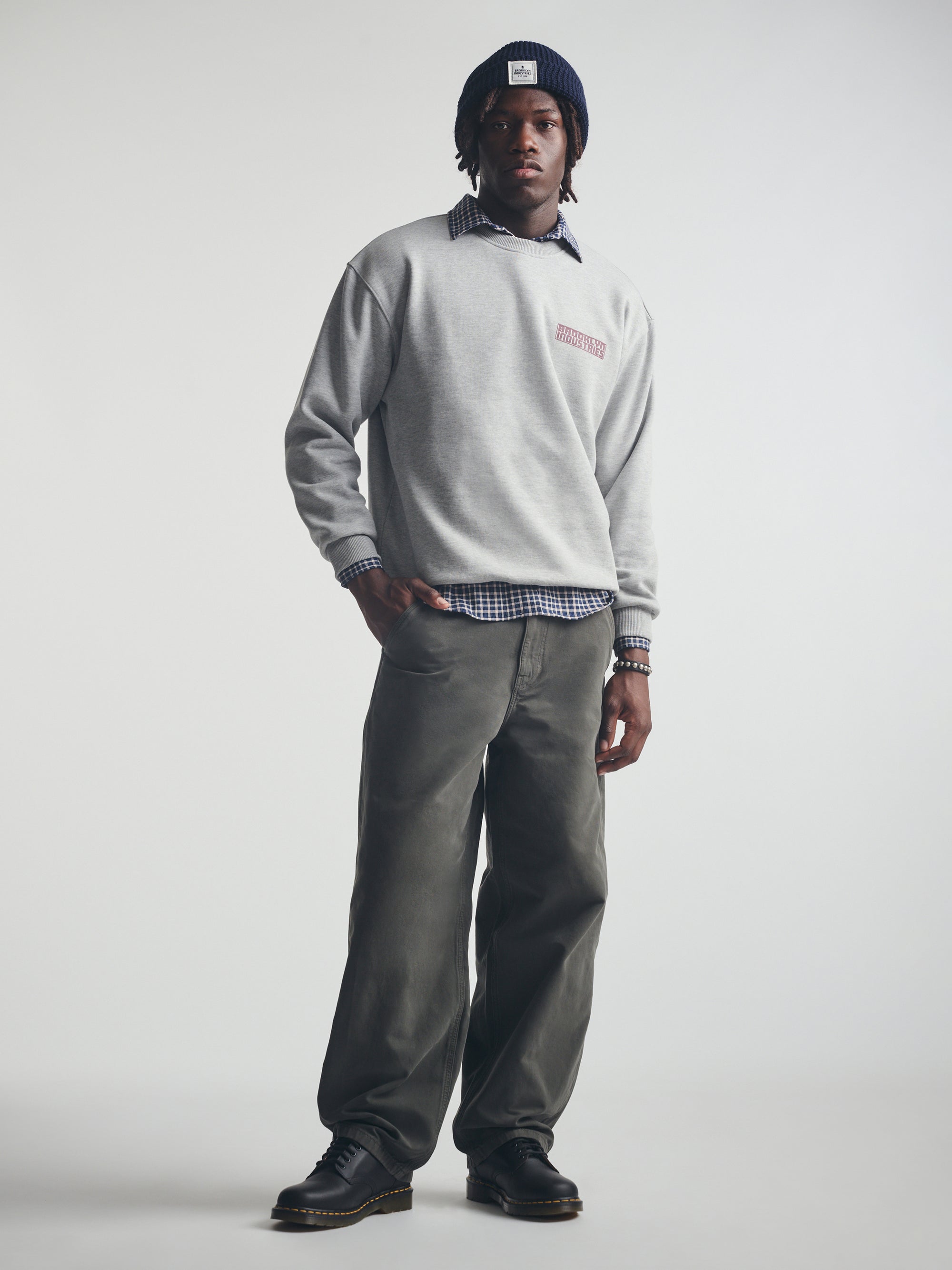 Men's 1998 Sweatshirt in Mid Grey Melange - BROOKLYN INDUSTRIES