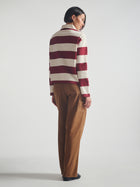 Women's Brooklyn Long Sleeve Striped Rugby T-Shirt in Biking Red Striped