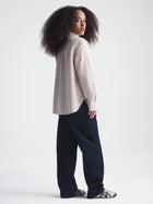 Women's Long Sleeve Shirt in Burgundy Striped