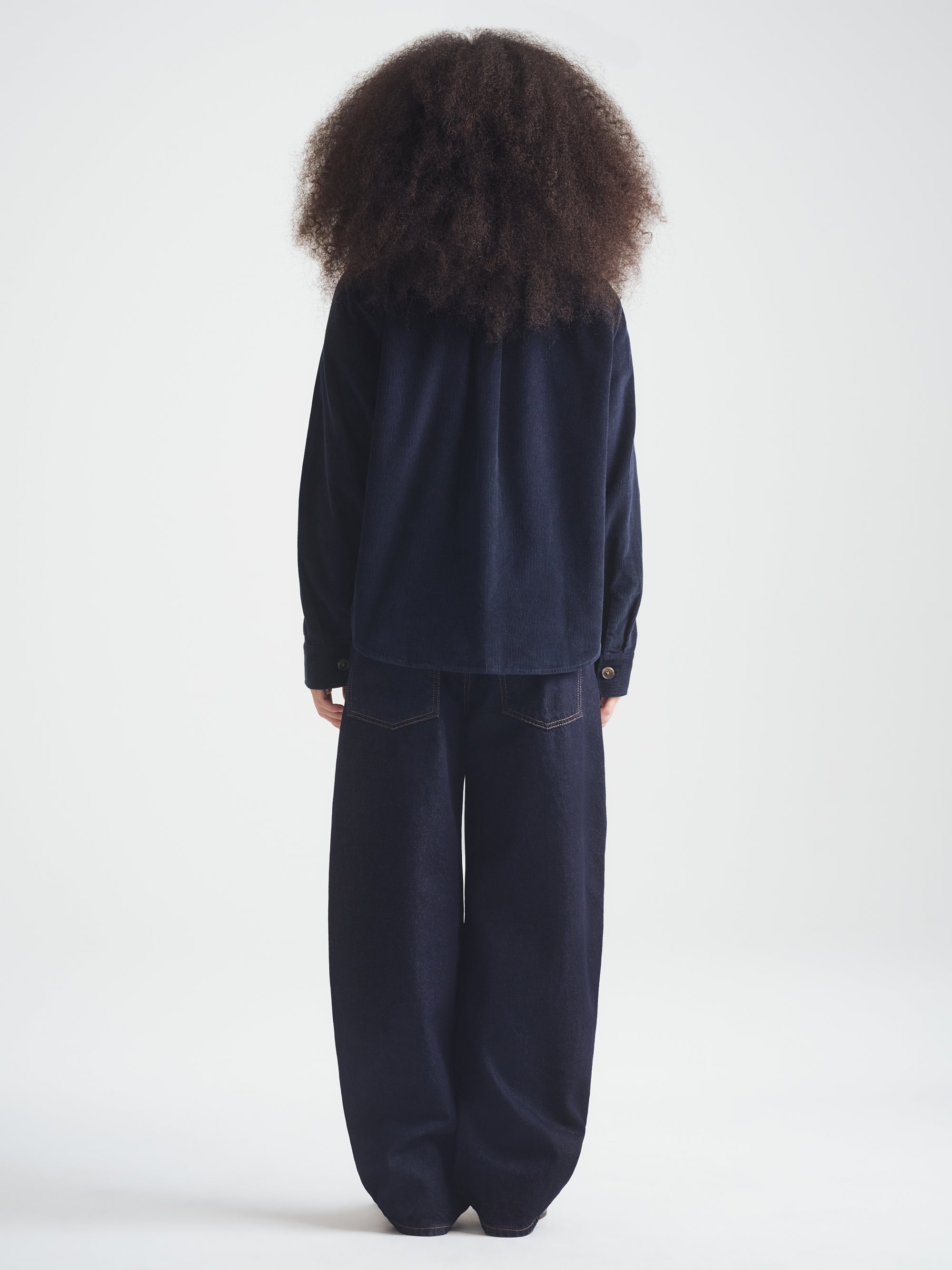 Women's Long Sleeve Corduroy Shirt in Dark Sapphire