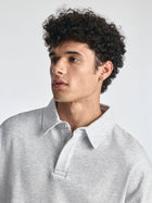 Men's Polo Sweatshirt in Grey Melange - BROOKLYN INDUSTRIES