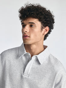 Men's Polo Sweatshirt in Grey Melange - BROOKLYN INDUSTRIES