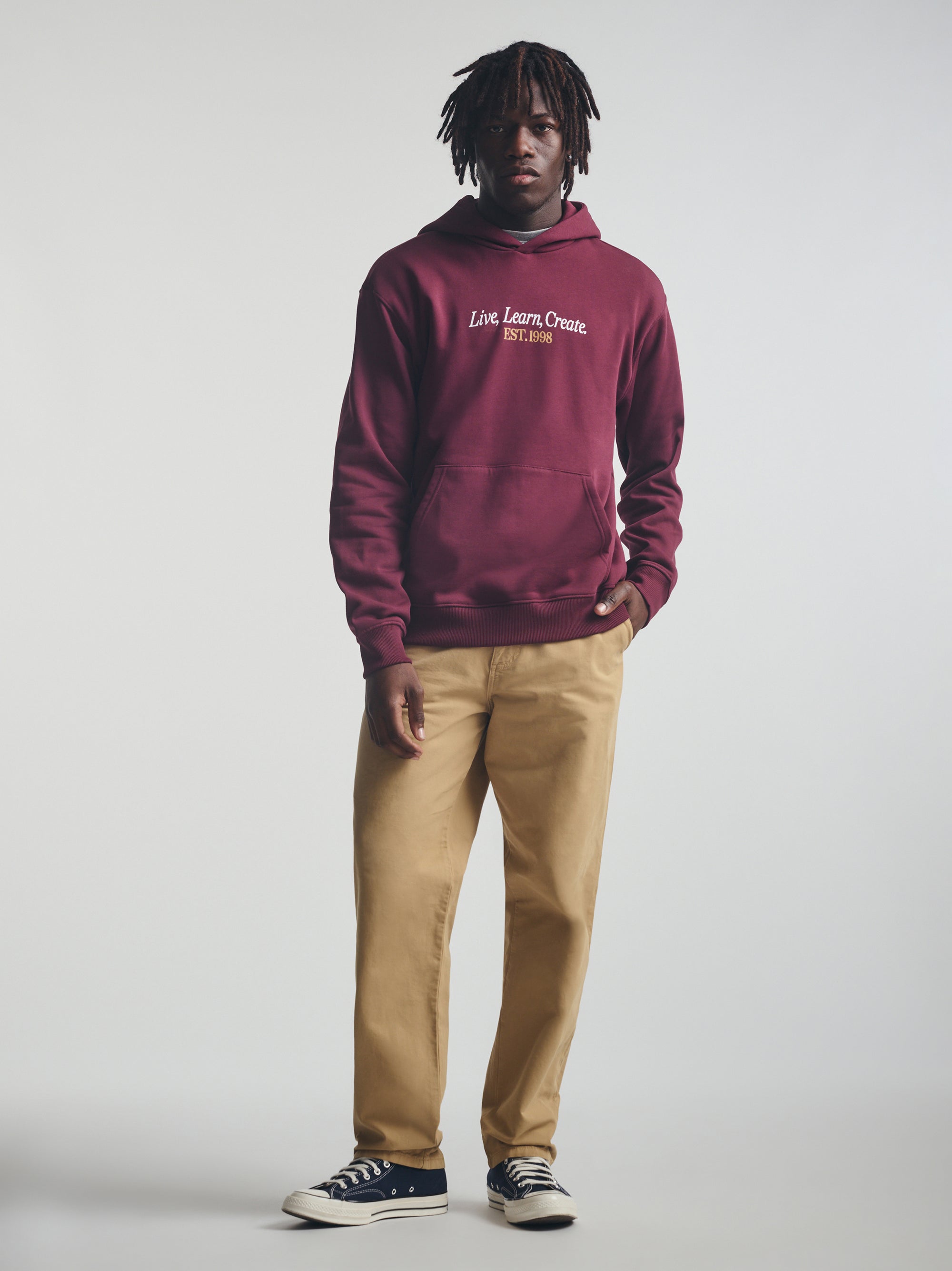 Men's Live Work Create Sweatshirt In Windsor Wine - BROOKLYN INDUSTRIES