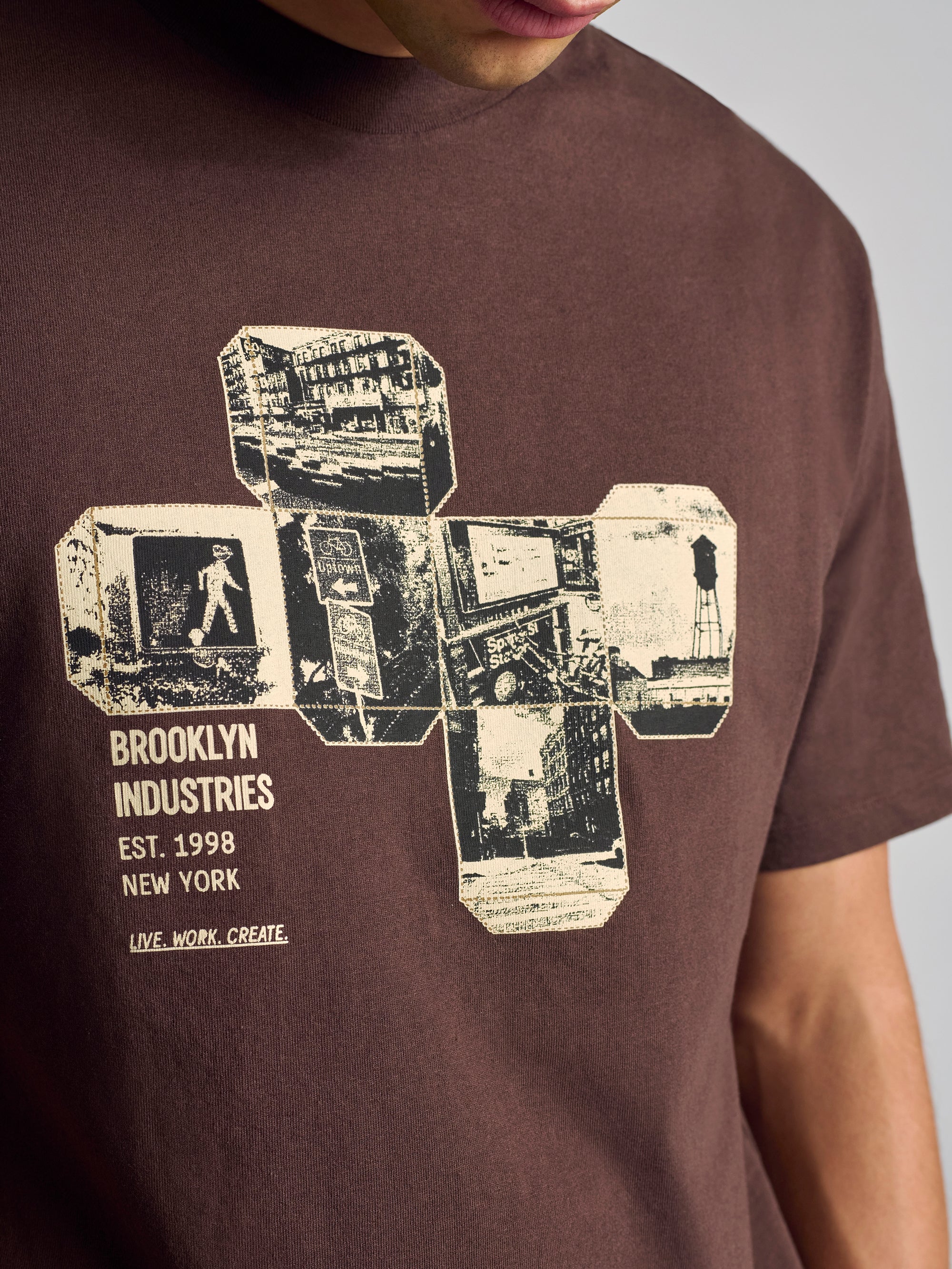 Men's City Printed T-Shirt In Coffee Bean - BROOKLYN INDUSTRIES