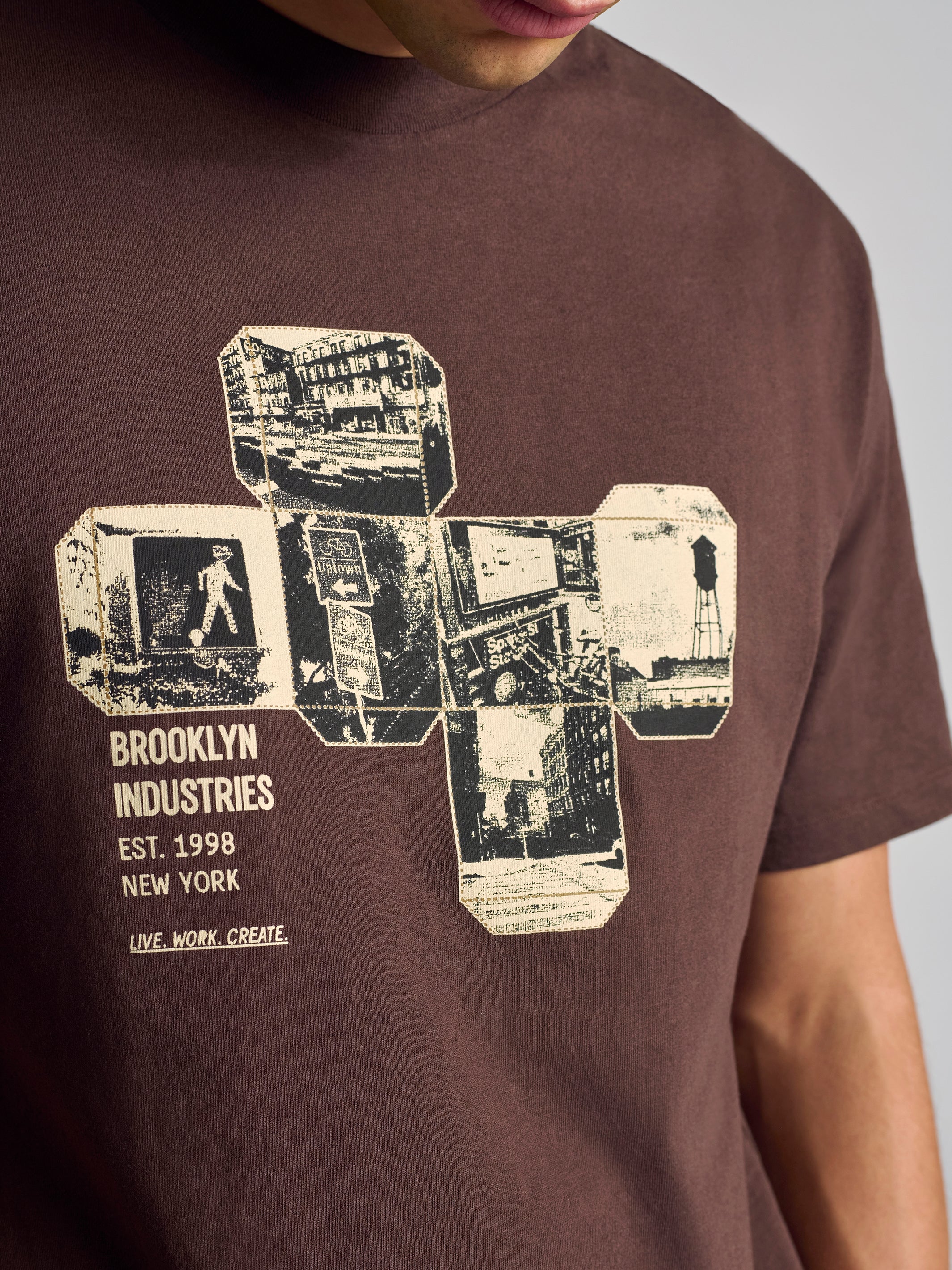 Men's City Printed T-Shirt In Coffee Bean - BROOKLYN INDUSTRIES