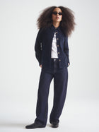 Women's Long Sleeve Corduroy Shirt in Dark Sapphire