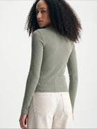 Women's Ribbed Button-Up T-Shirt in Shadow - BROOKLYN INDUSTRIES