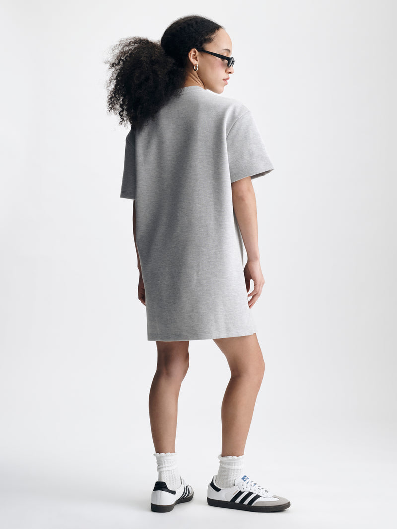 Women's Pique T-Shirt Mini Dress in Light Grey Melange - BROOKLYN INDUSTRIES