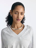 Women's Logo V-Neck Varsity Sweatshirt in Grey Melange - BROOKLYN INDUSTRIES