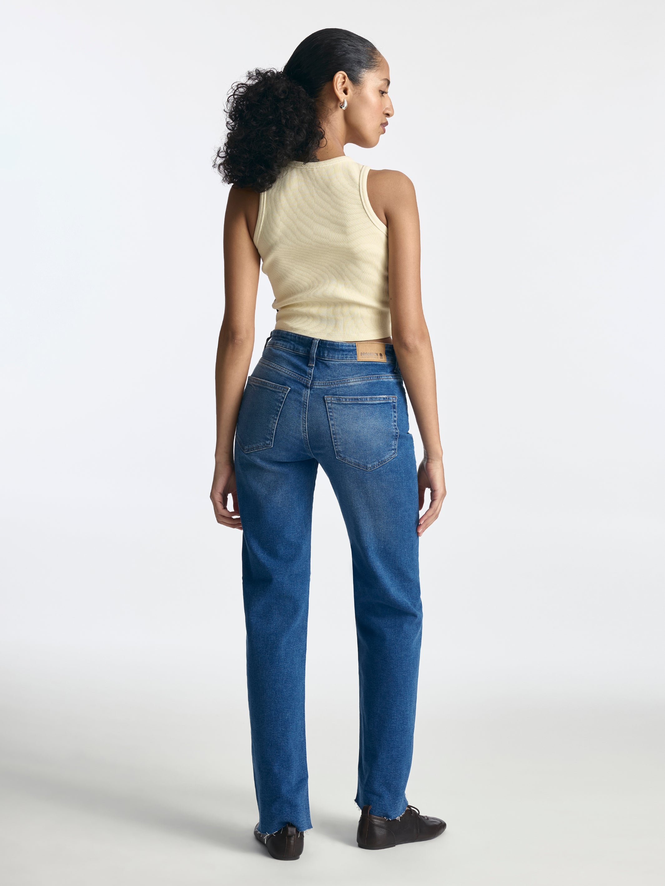 Park High Rise Wide Leg Jeans in Dark Brushed Denim - BROOKLYN INDUSTRIES