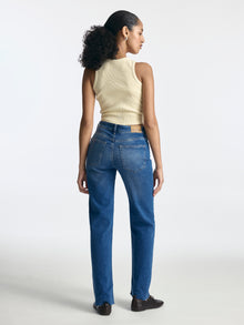 Park High Rise Wide Leg Jeans in Dark Brushed Denim - BROOKLYN INDUSTRIES