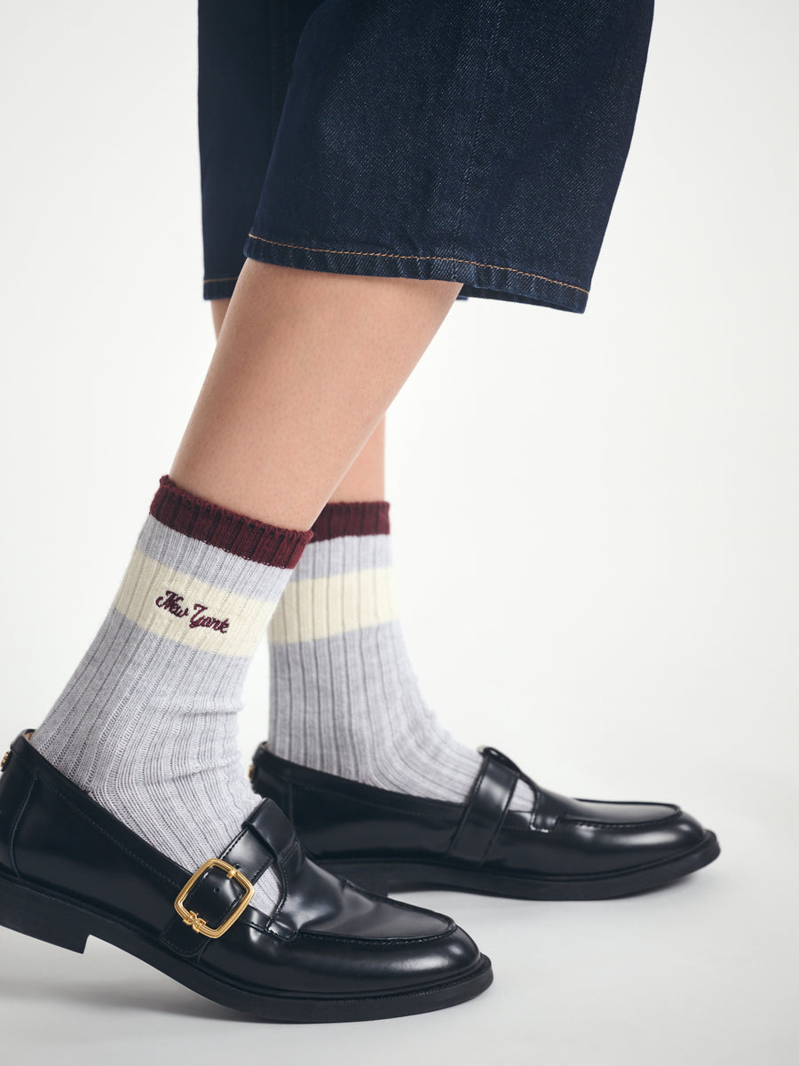 Women's New York Socks in Light Grey Melange - BROOKLYN INDUSTRIES