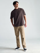 Men's Crew Neck Stripe T-Shirt In Coffee Bean - BROOKLYN INDUSTRIES