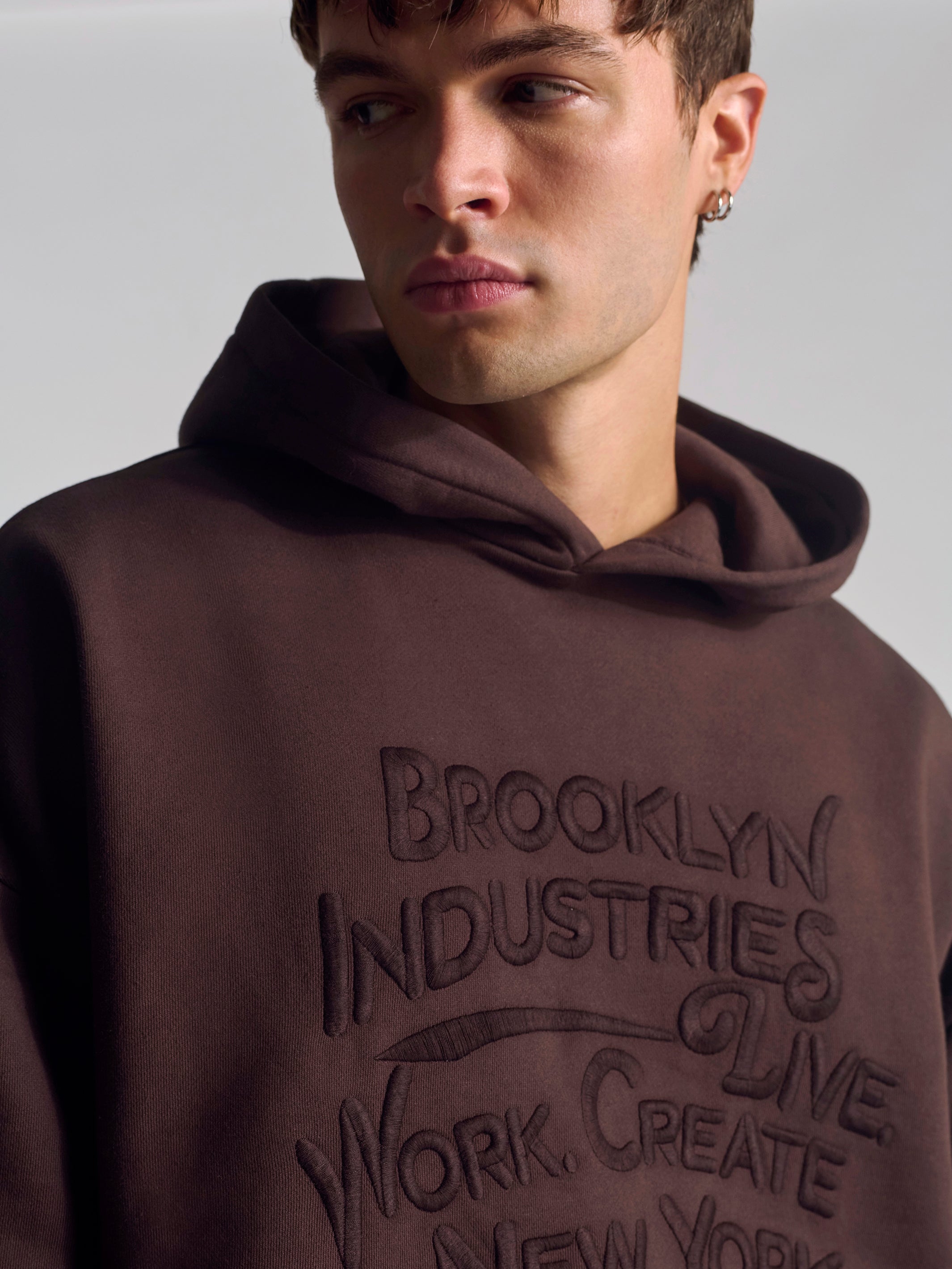 Men's Brooklyn Vintage Hooded Sweatshirt In Coffee Bean - BROOKLYN INDUSTRIES