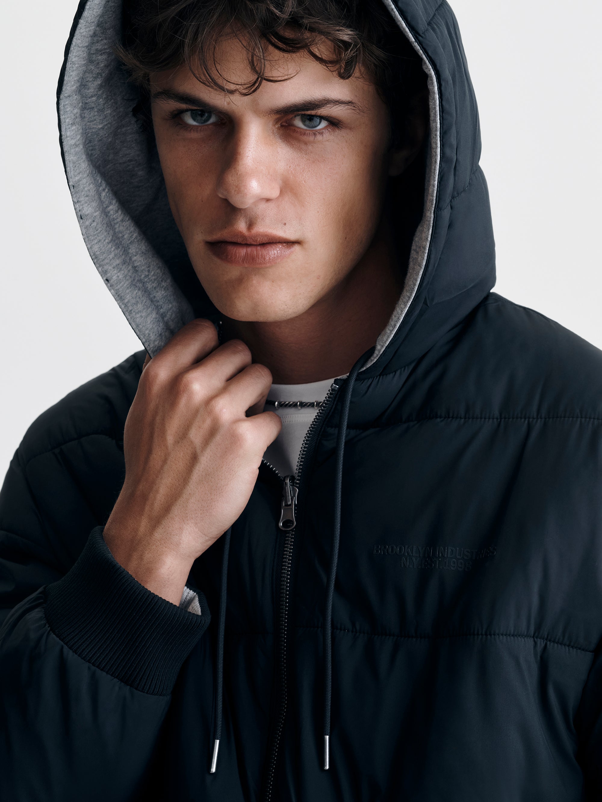 Men's Reversible Hooded Jacket in Jet Black - BROOKLYN INDUSTRIES