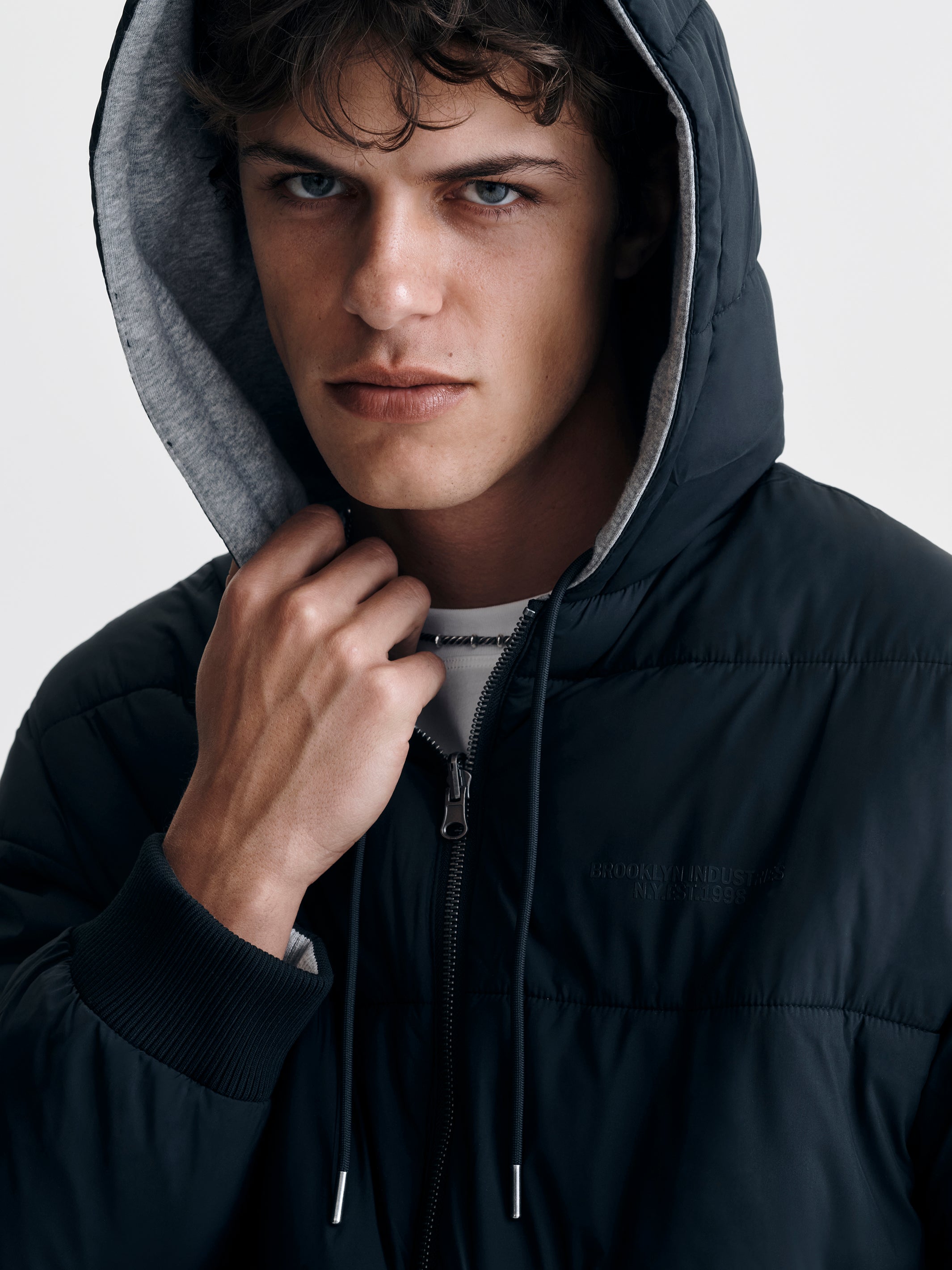 Men's Reversible Hooded Jacket in Jet Black - BROOKLYN INDUSTRIES