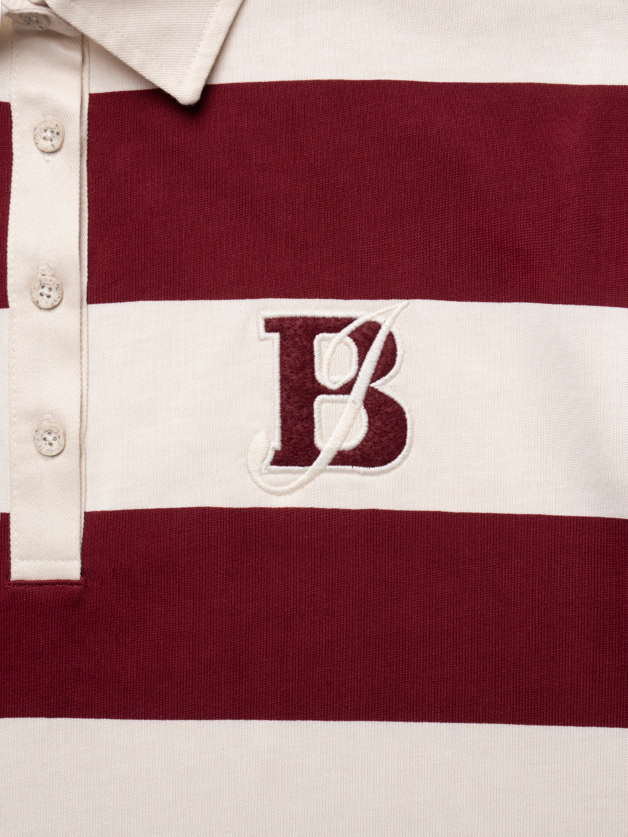 Women's Brooklyn Long Sleeve Striped Rugby T-Shirt in Biking Red Striped