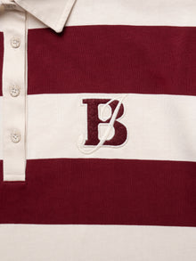 Women's Brooklyn Long Sleeve Striped Rugby T-Shirt in Biking Red Striped