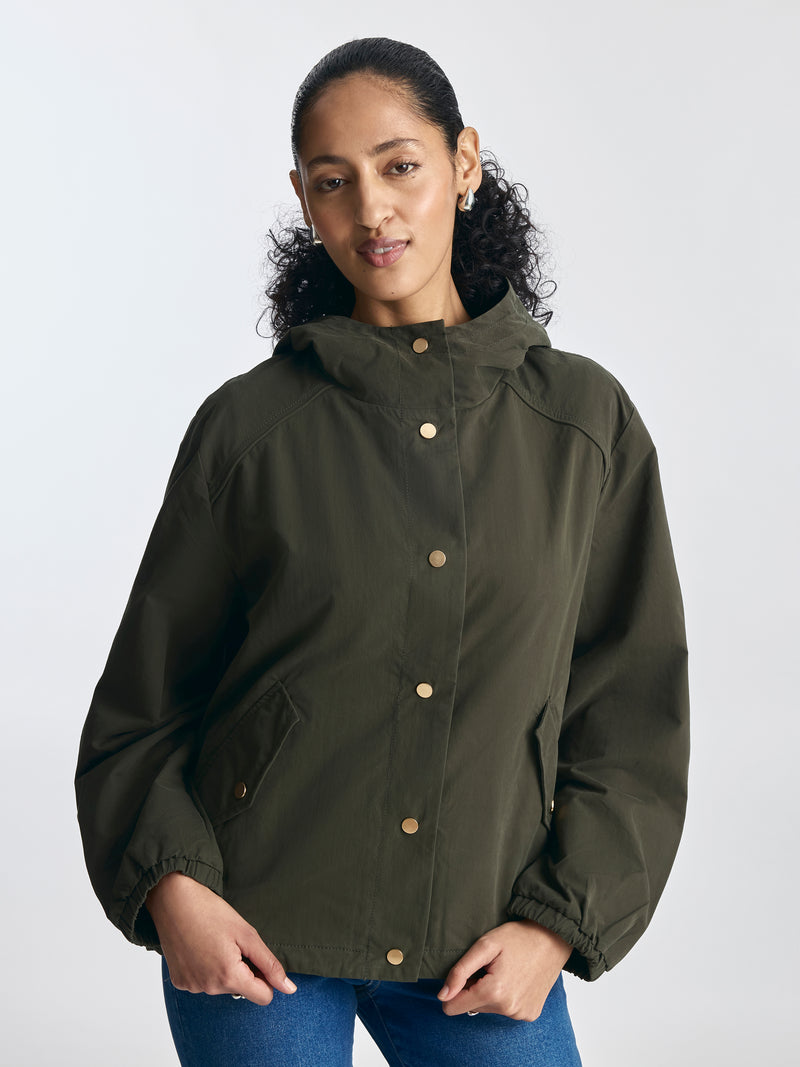 Women's Button-Up Utility Jacket in Deep Depths - BROOKLYN INDUSTRIES
