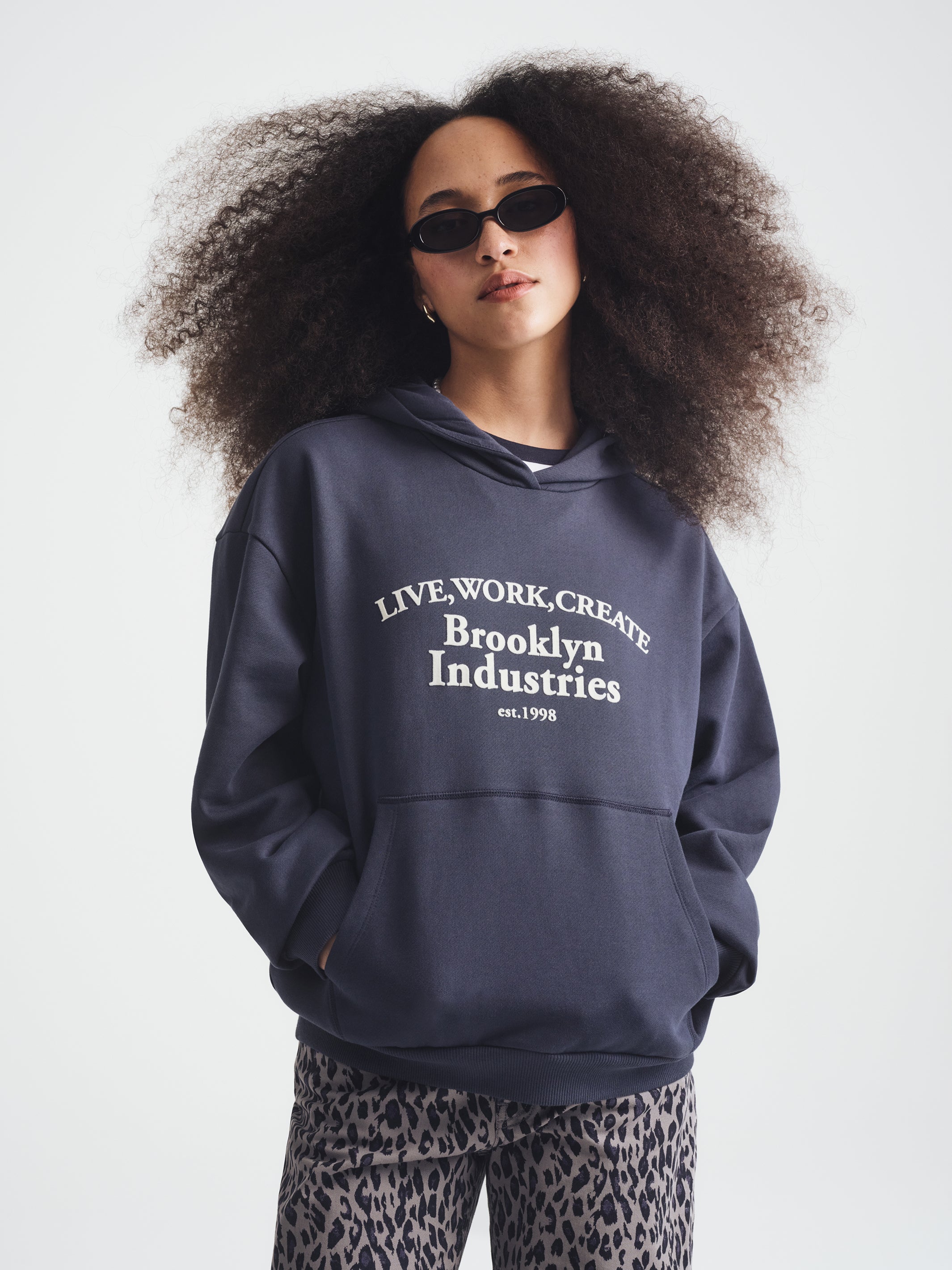 Women's Brooklyn 1988 Hoodie in Blueberry - BROOKLYN INDUSTRIES