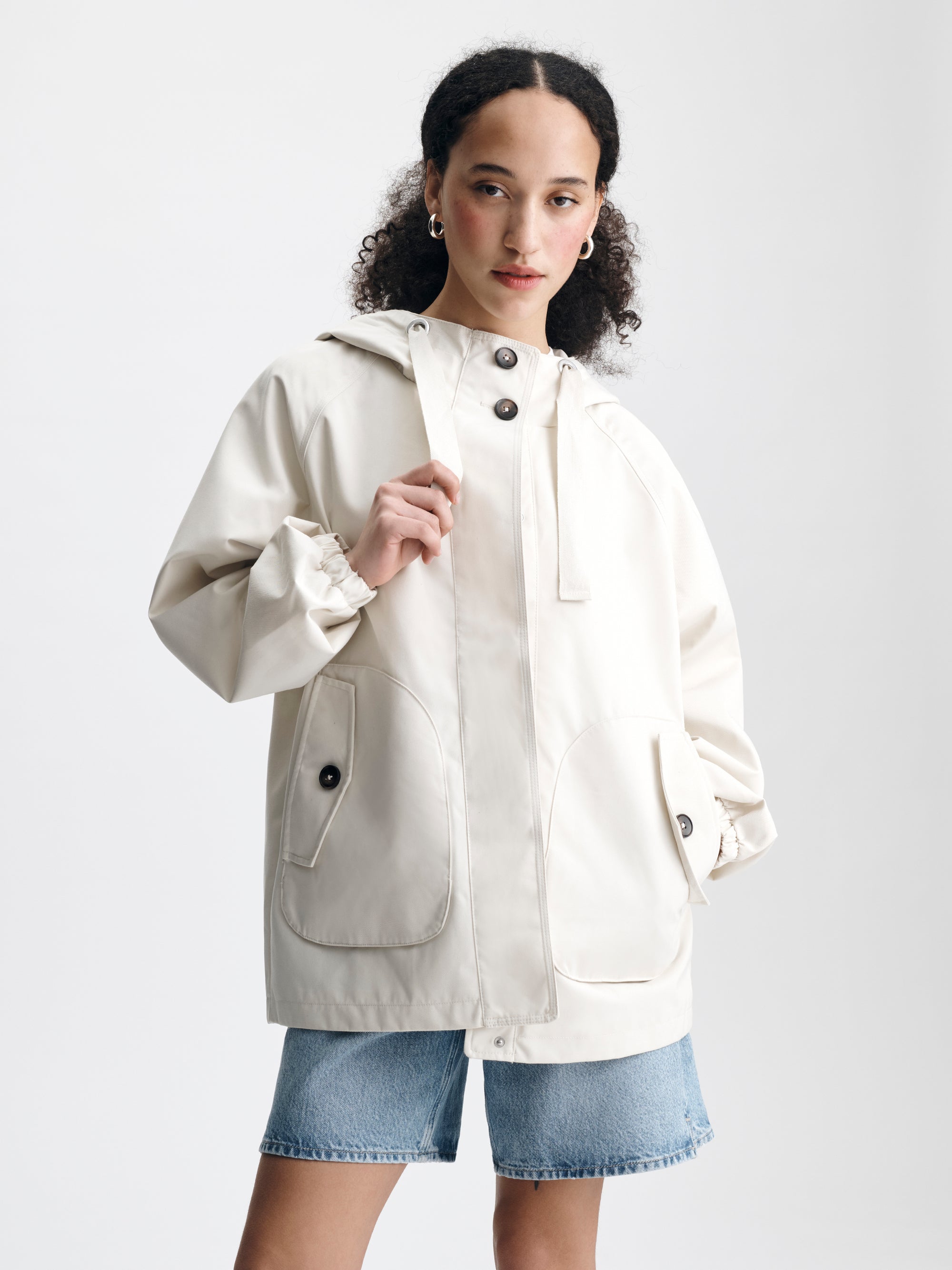 Women's Hooded Utility Jacket in Silver Birch - BROOKLYN INDUSTRIES